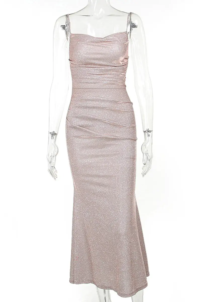 Sexy Prom Solid Color Backless Sequined Evening Dresses  Fashionpara
