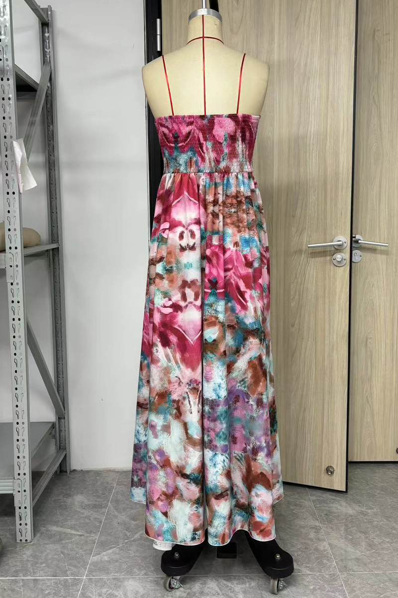 Sexy Vacation Flowers Print Fringed Trim Strapless Strapless Dresses - Fashionpara