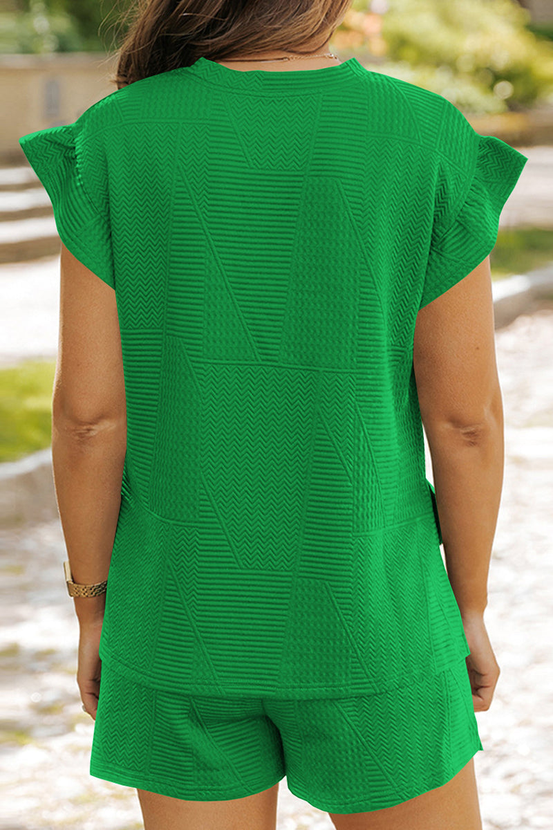 Casual Solid Color Draw String Pocket Patchwork O Neck Short Sleeve Two Pieces(3 Colors) - Fashionpara
