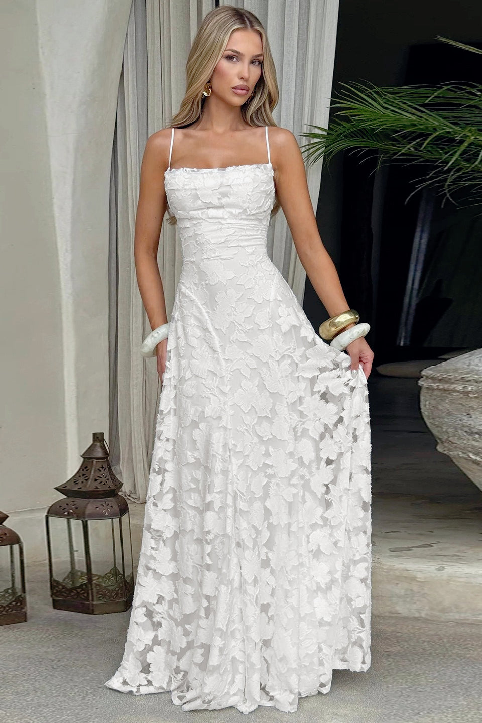 Tie Back Jacquard Lace Birthday Dress