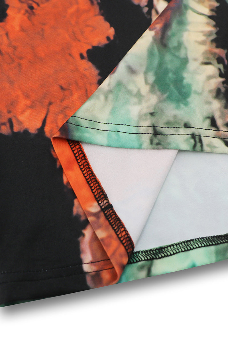 Sexy Tie Dye Print Cross Straps Contrast V Neck Sleeveless Dresses(A variety of binding methods)(3 Colors)