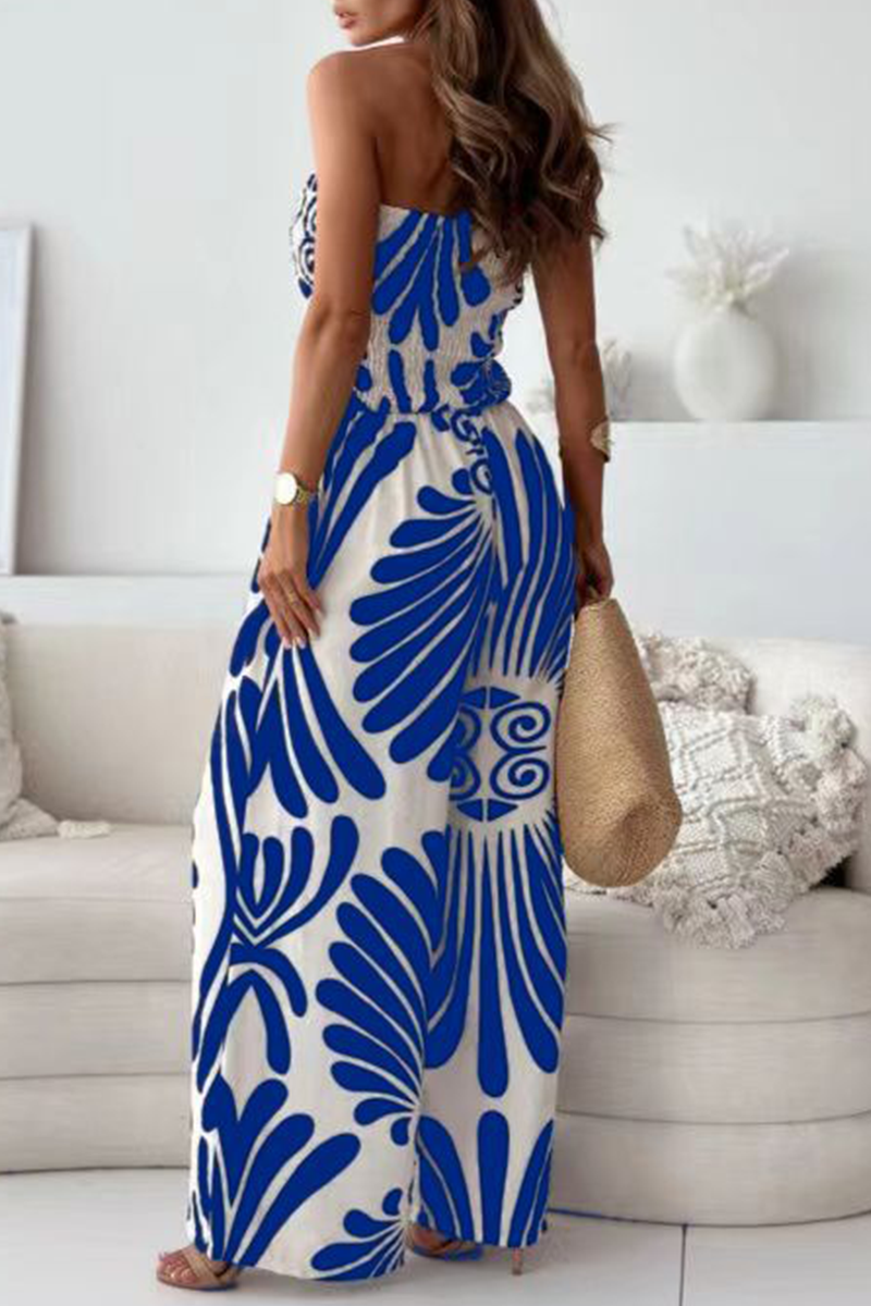 Casual Street Striped Print Pocket Contrast Strapless Loose Jumpsuits(4 Colors) - Fashionpara