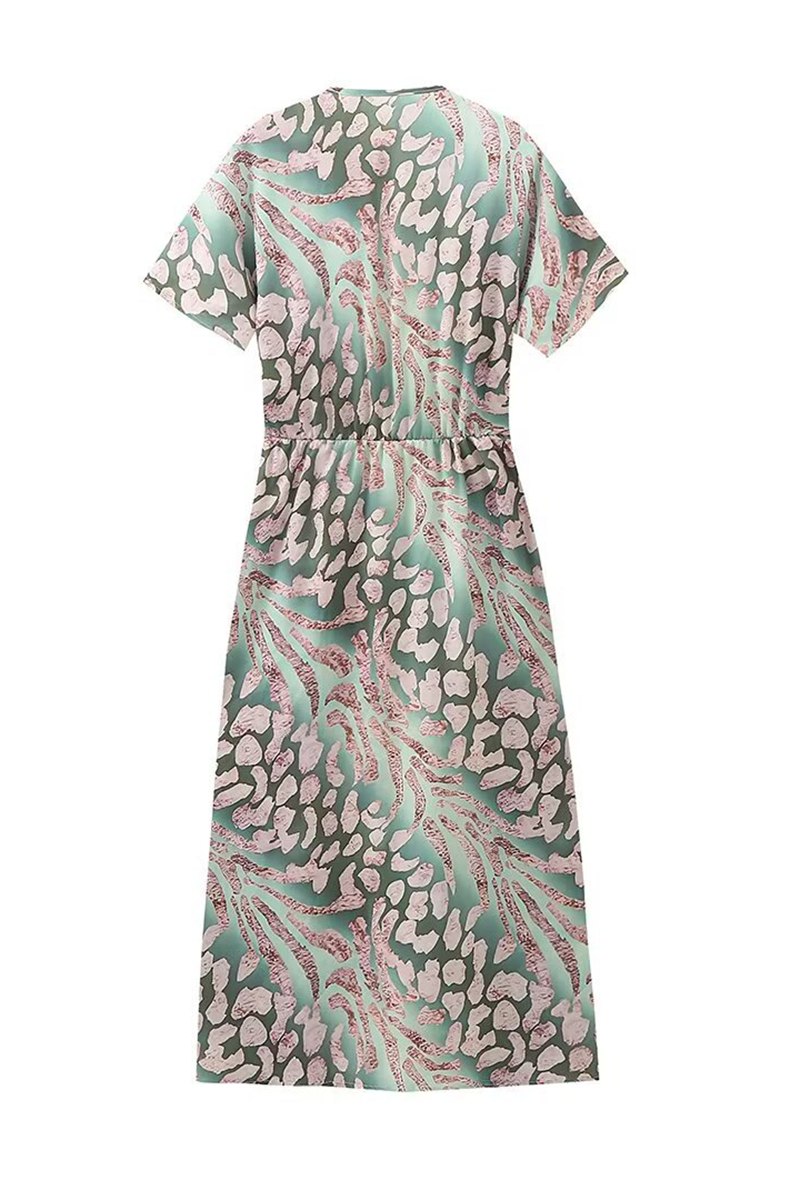 Sexy Floral Print Ruched V Neck A Line Dresses - Fashionpara