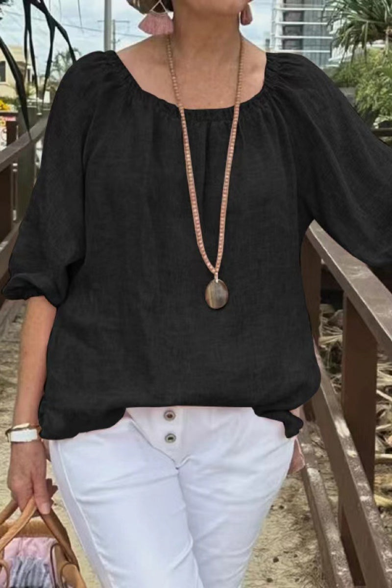 Casual Solid Color Basic O Neck Tops(9 Colors) - Fashionpara