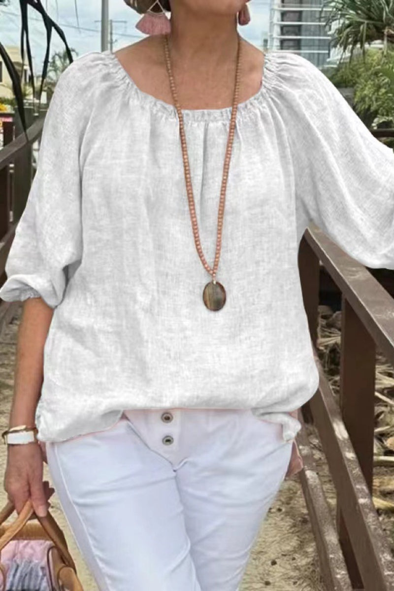 Casual Solid Color Basic O Neck Tops(9 Colors) - Fashionpara