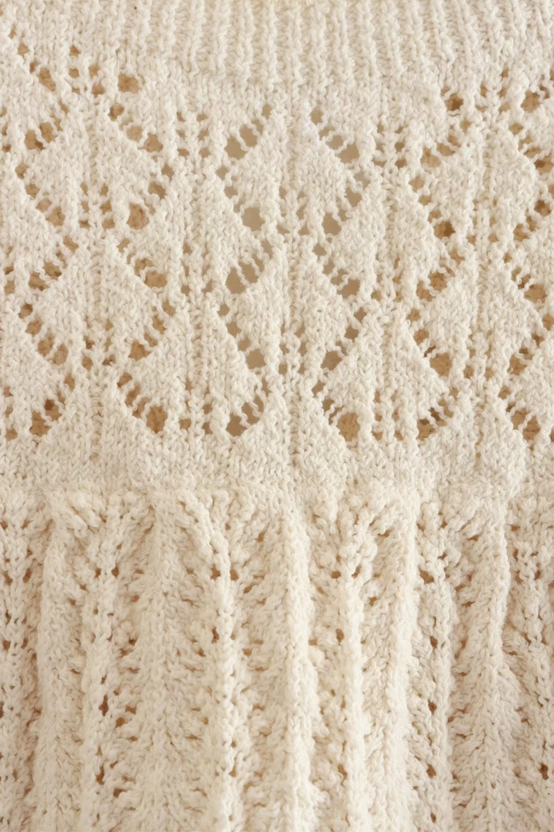 Casual Street Solid Color Hollow Out Weave O Neck Sleeveless Two Pieces - Fashionpara