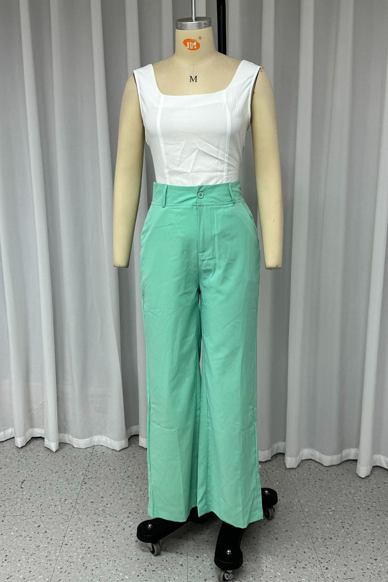 Casual Street Solid Color Lace Up Backless Without Belt Square Neck Sleeveless Two Pieces - Fashionpara