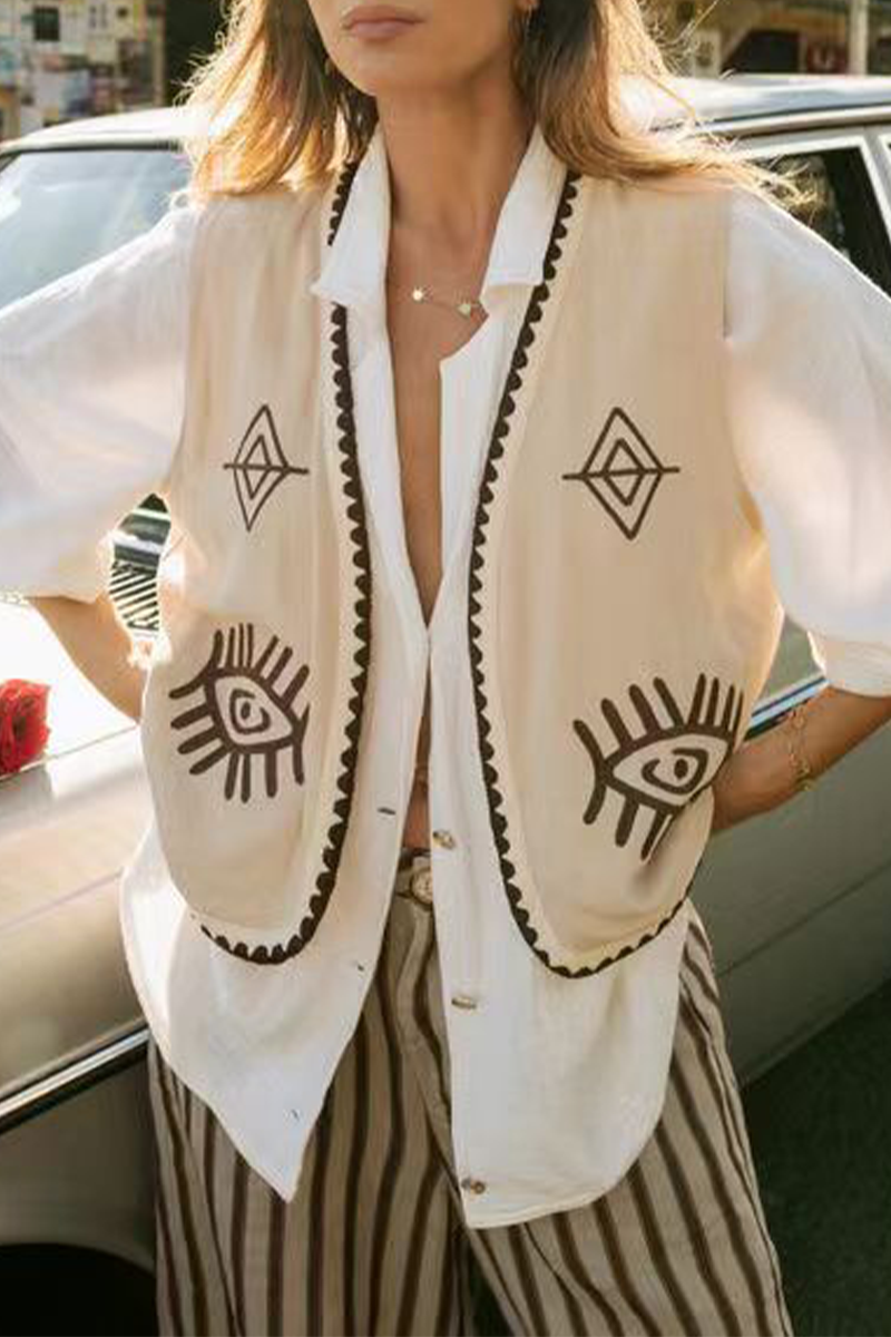 Colorblock Embroidery Cardigan Waistcoat for Stylish Layers