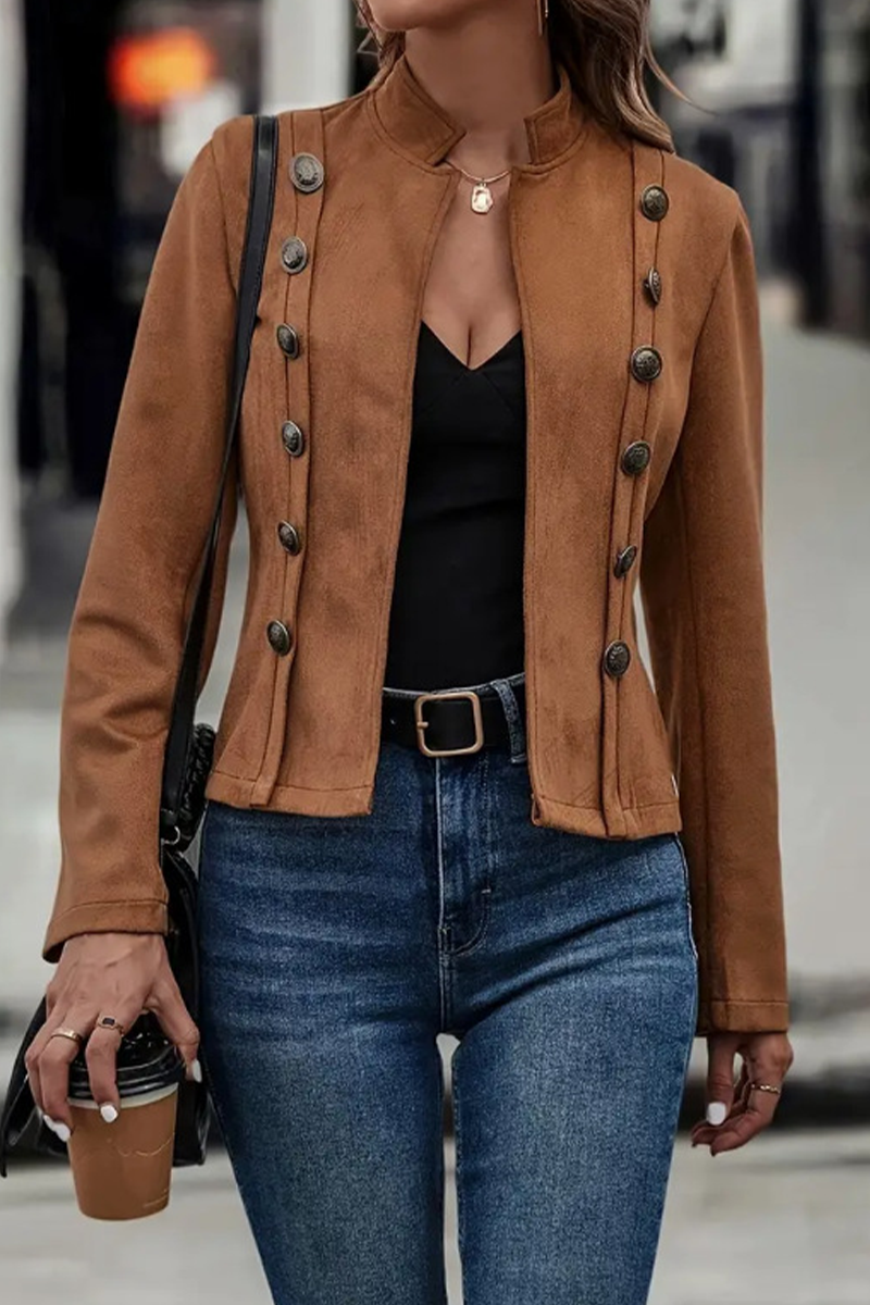 Bohonini Casual Solid Color Patchwork Half Turtleneck Jacket