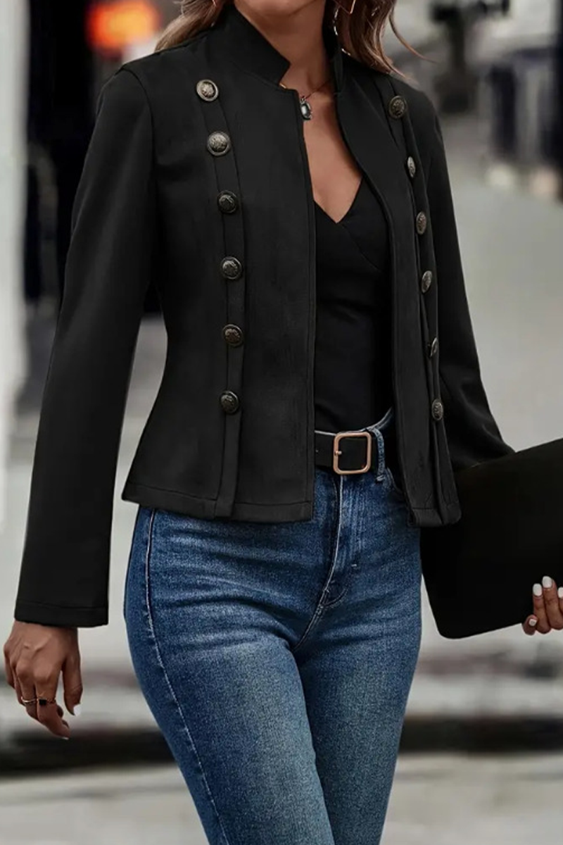 Bohonini Casual Solid Color Patchwork Half Turtleneck Jacket