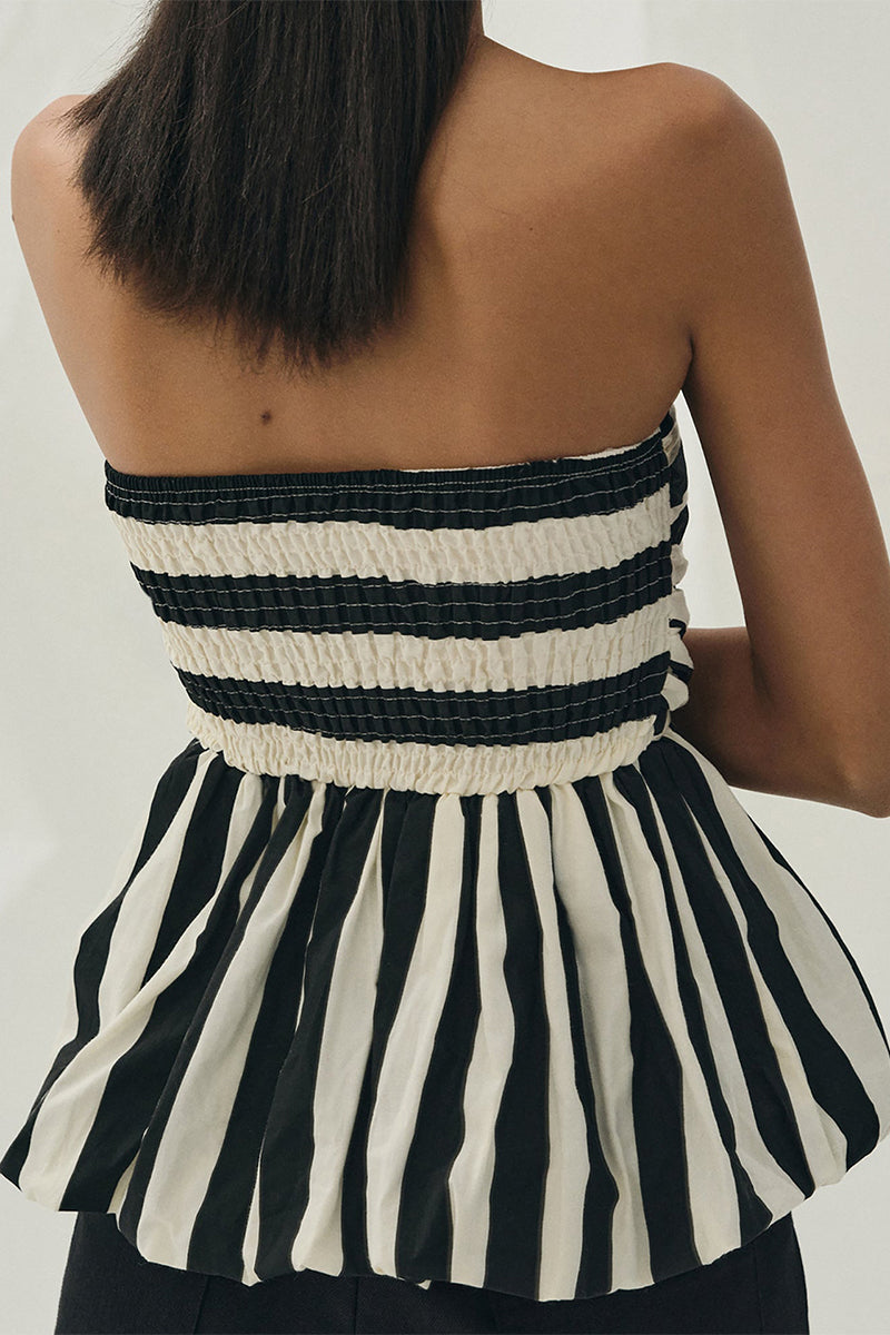 Sexy Striped Print Contrast Strapless Camis
