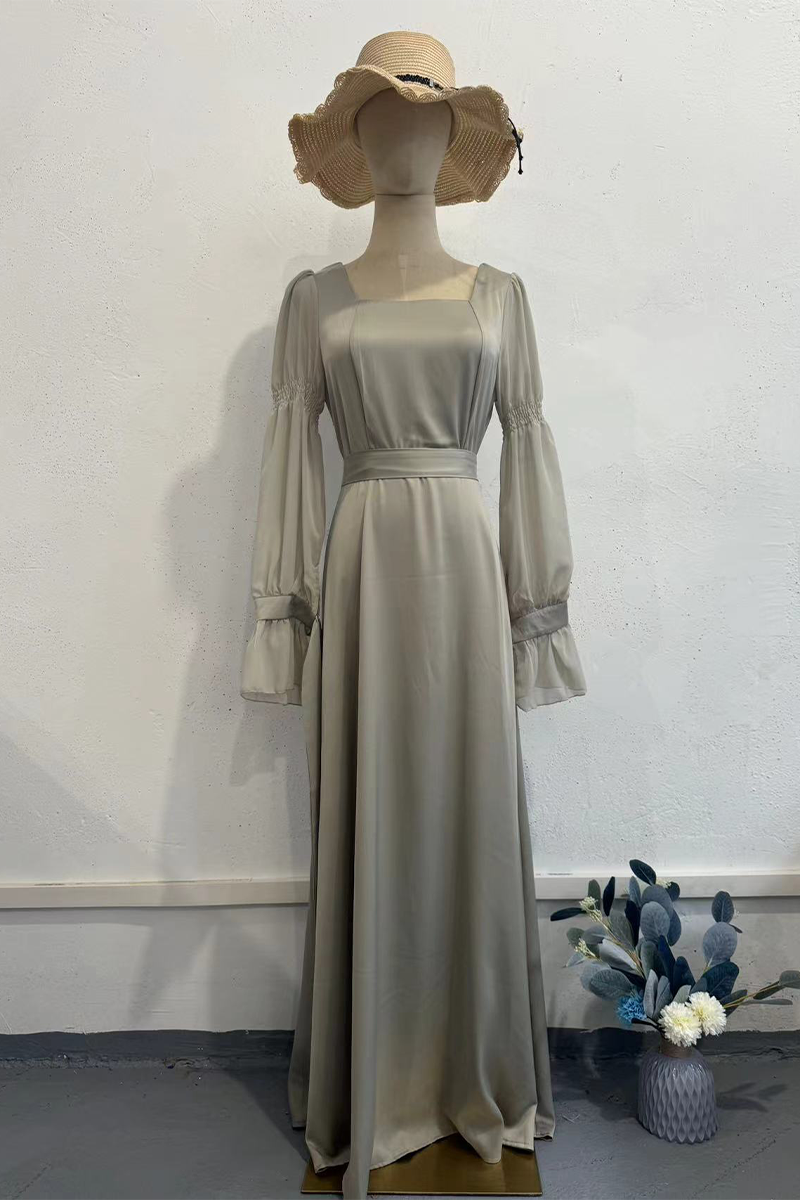 Celebrities Elegant Solid Color Lace Up Square Neck Evening Dresses - Fashionpara