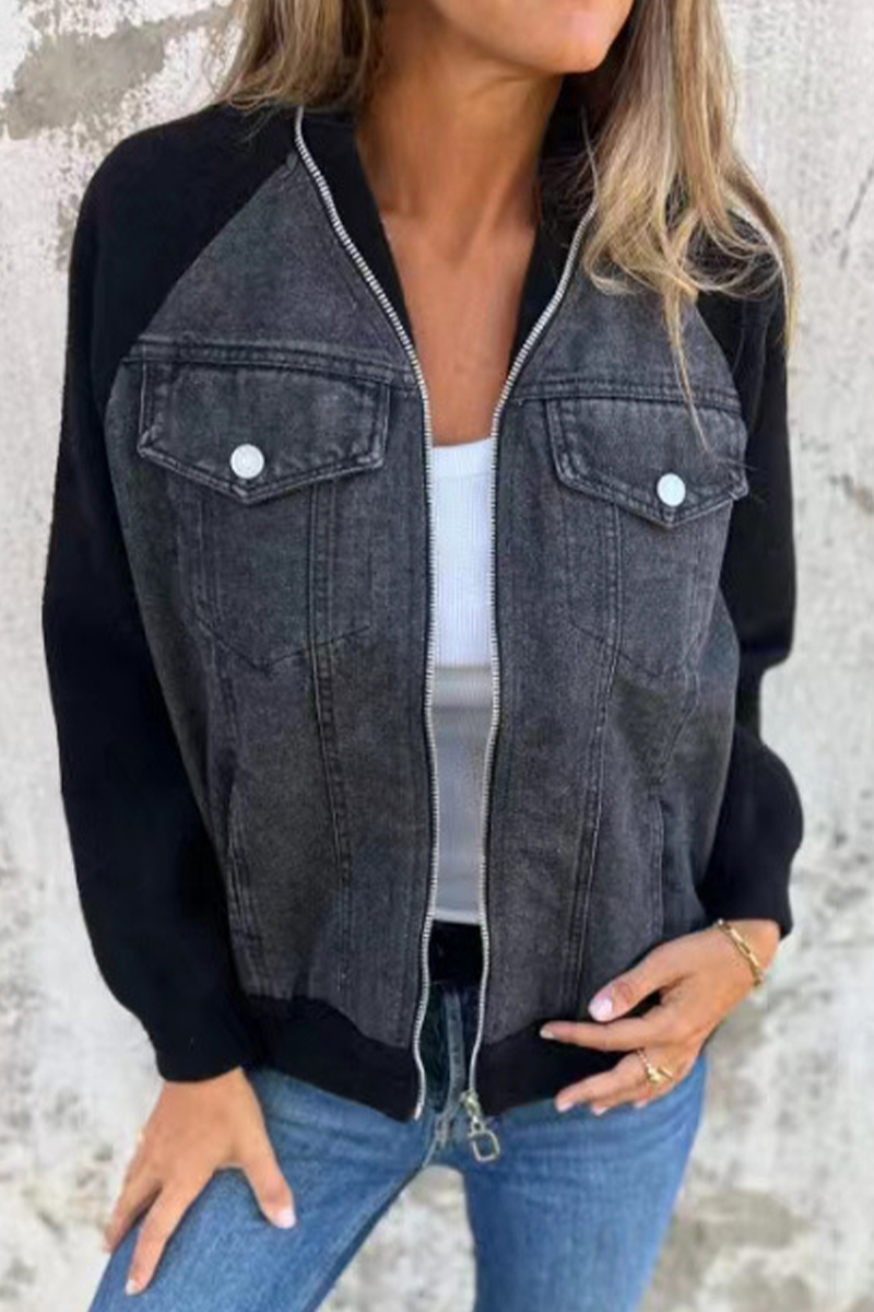 Stylish Casual Zippered Contrast Collar Blazer in 8 Colors