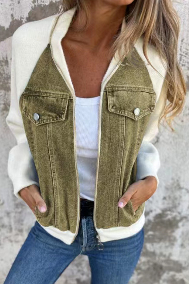 Stylish Casual Zippered Contrast Collar Blazer in 8 Colors