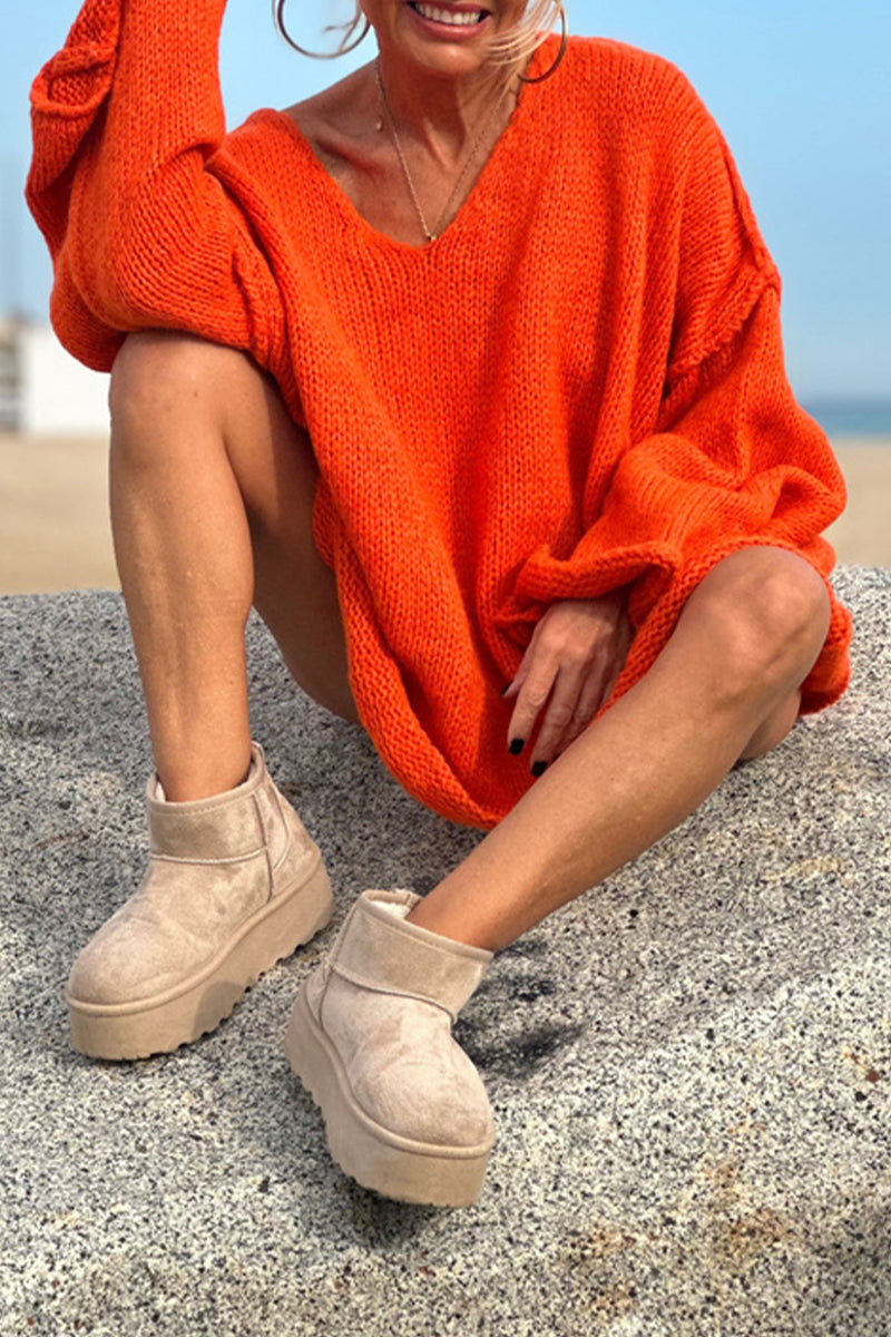 Bohonini Solid Color V Neck Sweater for Effortless Style