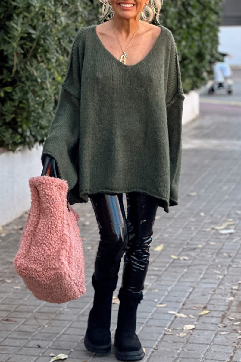Bohonini Solid Color V Neck Sweater for Effortless Style