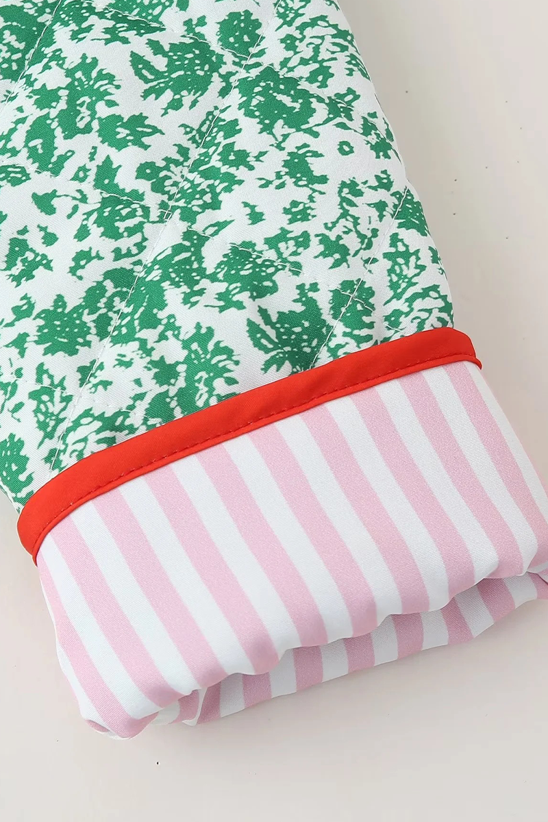 Bohonini Casual Floral Contrast O Neck Blazer Jacket Outerwear