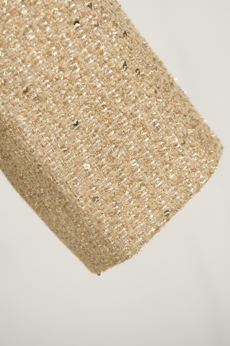 Elegant Solid Color Sequins Mandarin Collar Outerwear Jacket