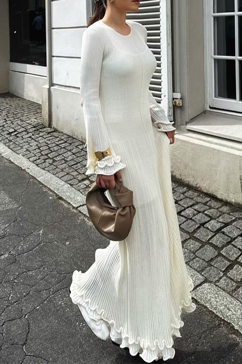 Elegant Solid Color Lace Up Backless O Neck One Step Skirt Dresses - Fashionpara