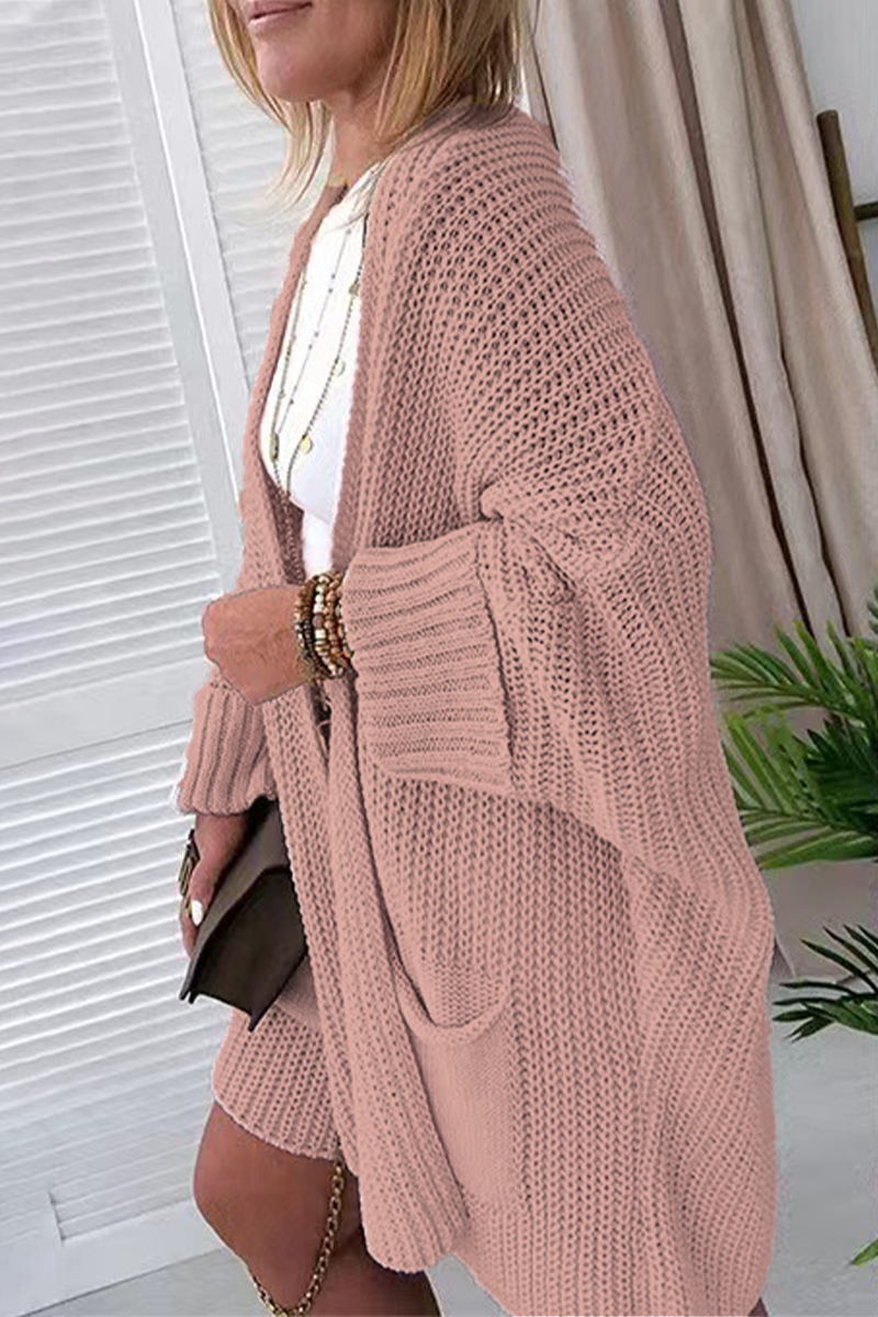 Stylish V Neck Knitted Jacket with Pocket for Everyday Wear