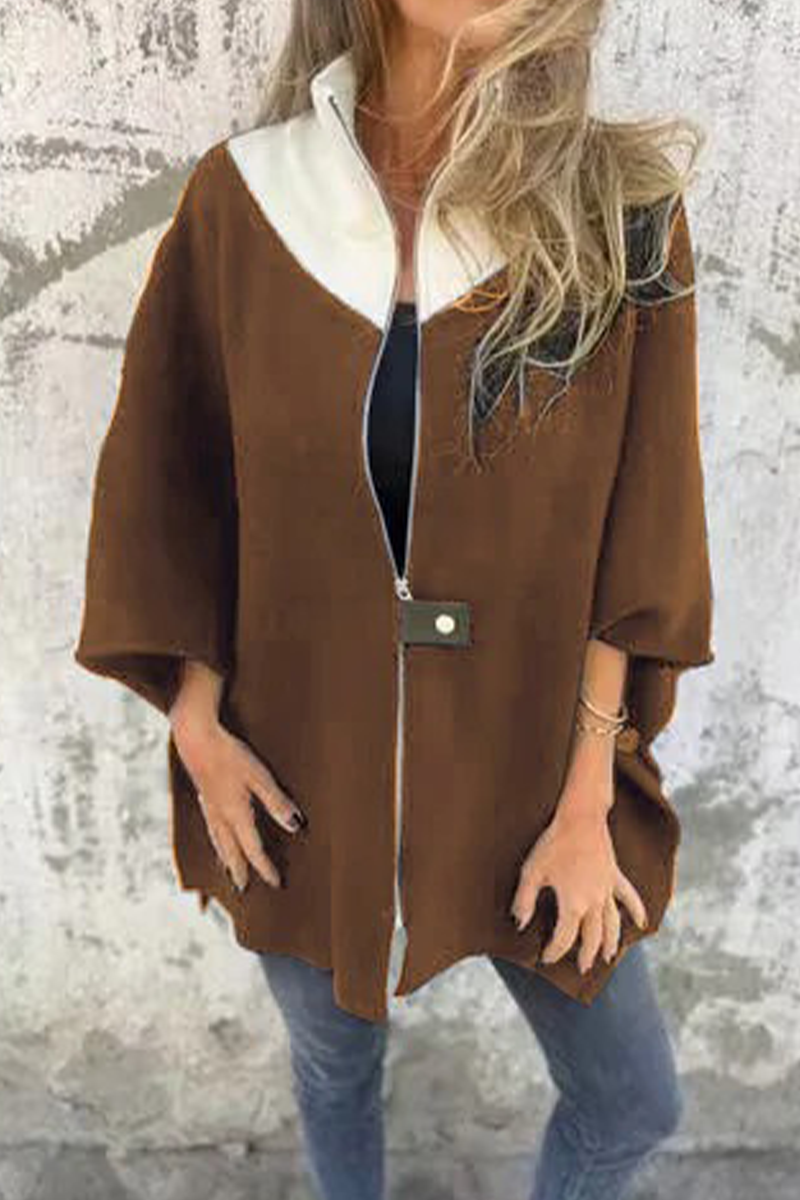 Stylish Patchwork Zipper Jacket with Mandarin Collar in 9 Colors