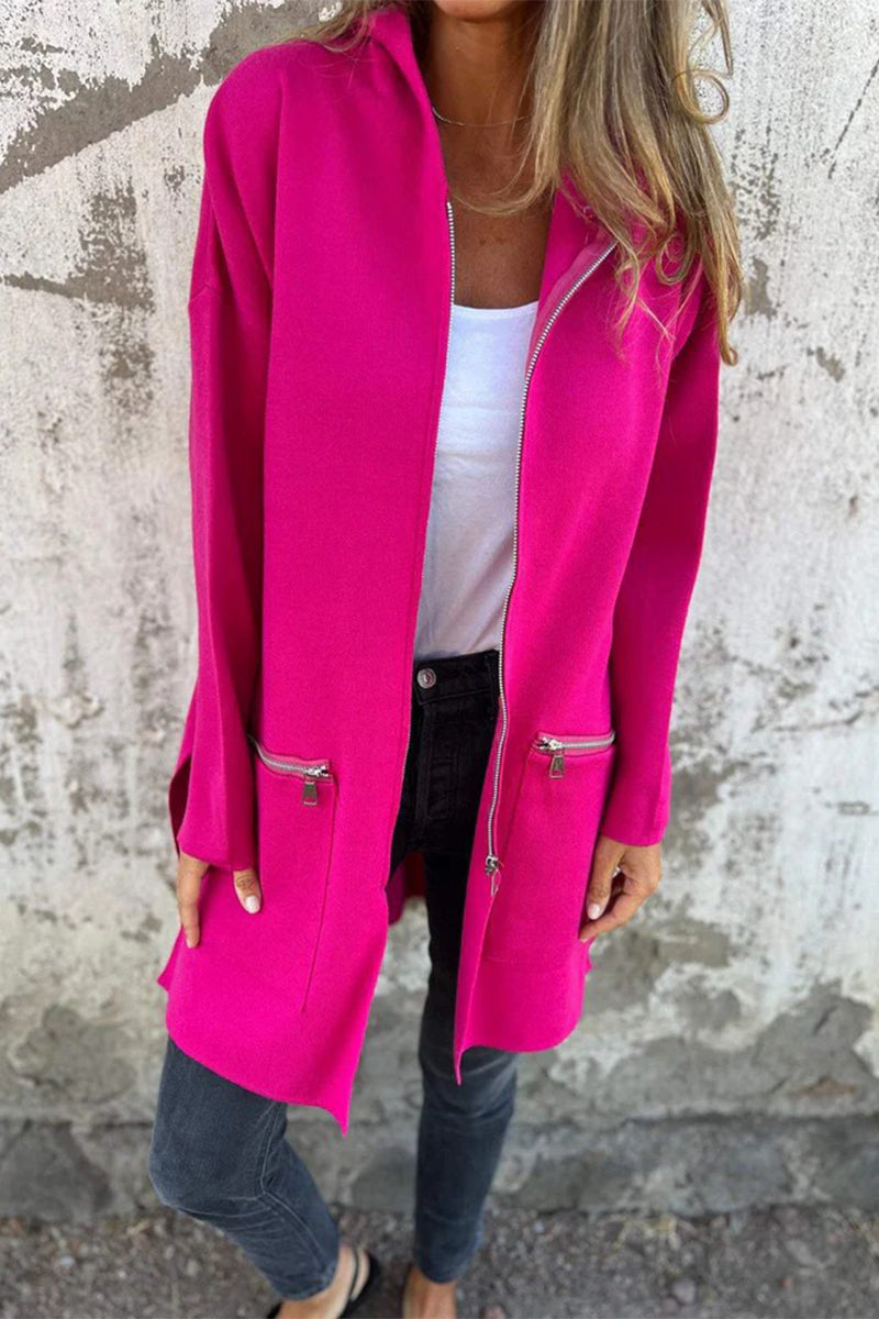 Stylish Hooded Zipper Jacket with Pocket in 5 Colors