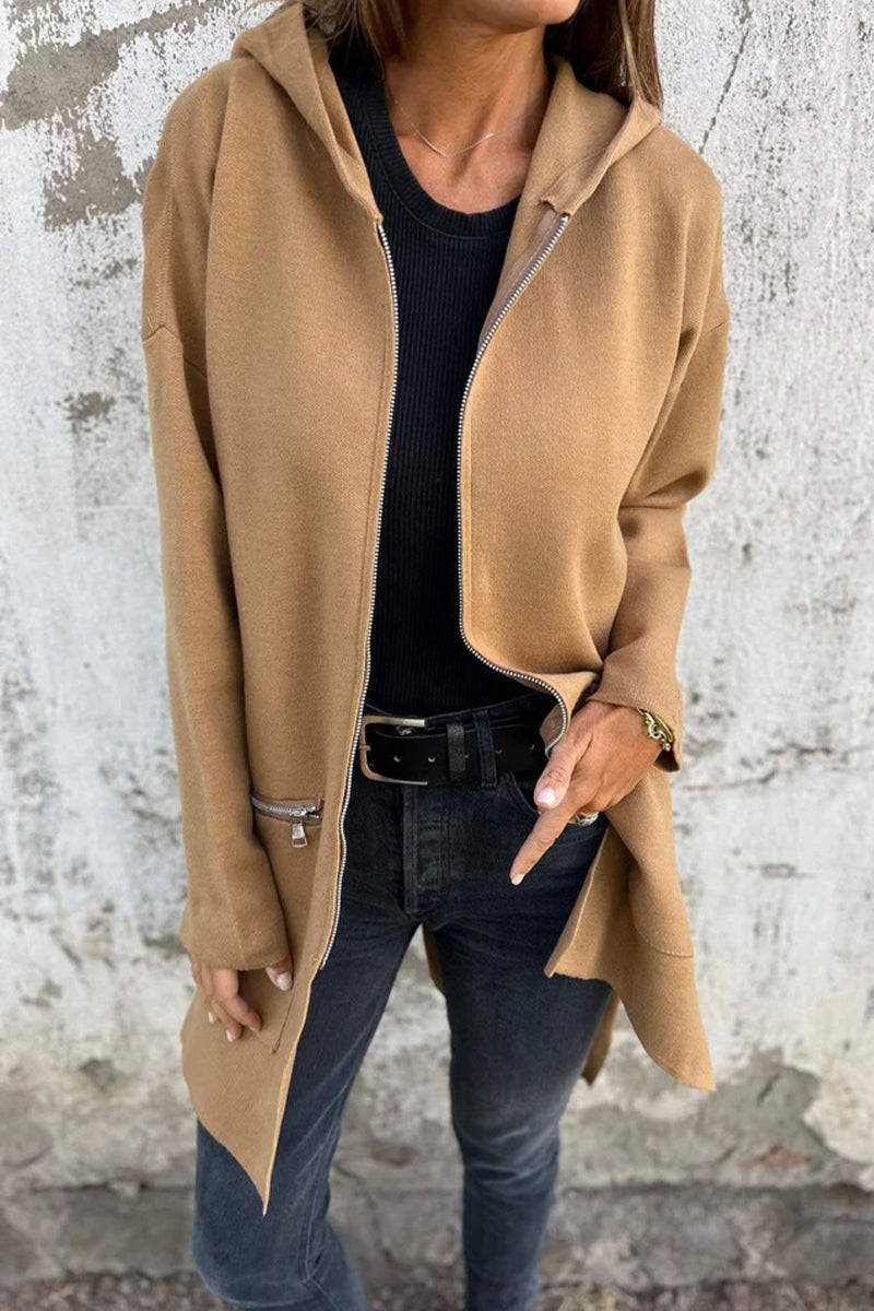 Stylish Hooded Zipper Jacket with Pocket in 5 Colors