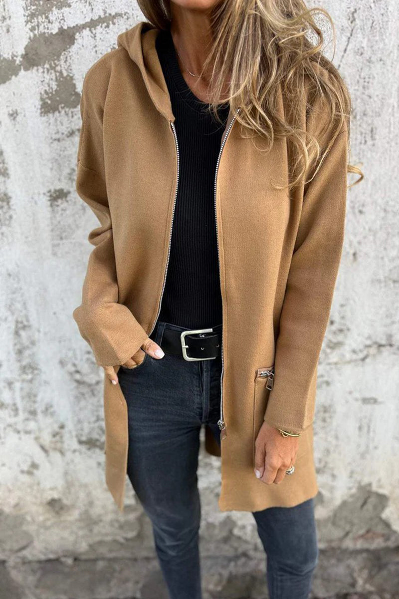 Stylish Hooded Zipper Jacket with Pocket in 5 Colors