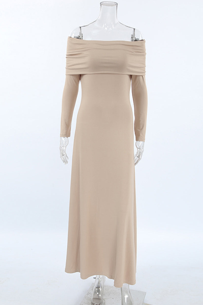 Elegant Ruched Off Shoulder Long Dresses - Fashionpara
