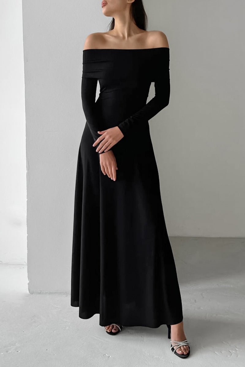 Elegant Ruched Off Shoulder Long Dresses - Fashionpara