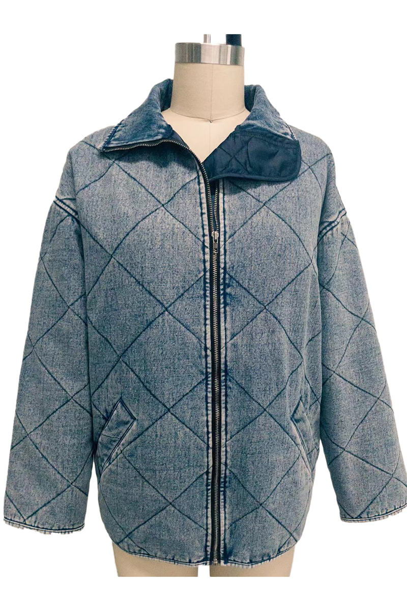 Bohonini Casual Distressed Zipper Collar Blazer Jacket