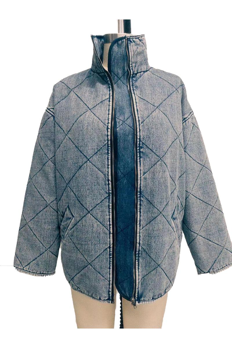 Bohonini Casual Distressed Zipper Collar Blazer Jacket