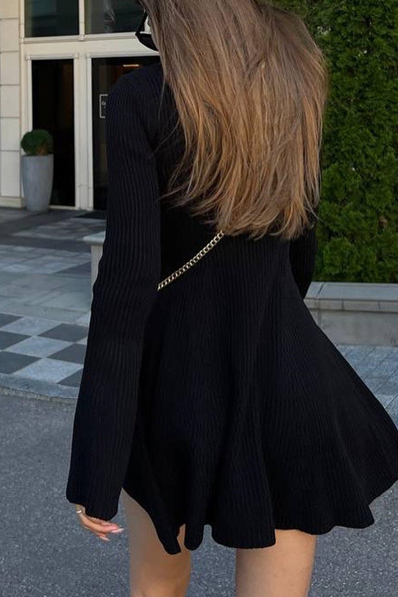 Sexy Solid Color Turtleneck A Line Dresses(5 Colors) - Fashionpara