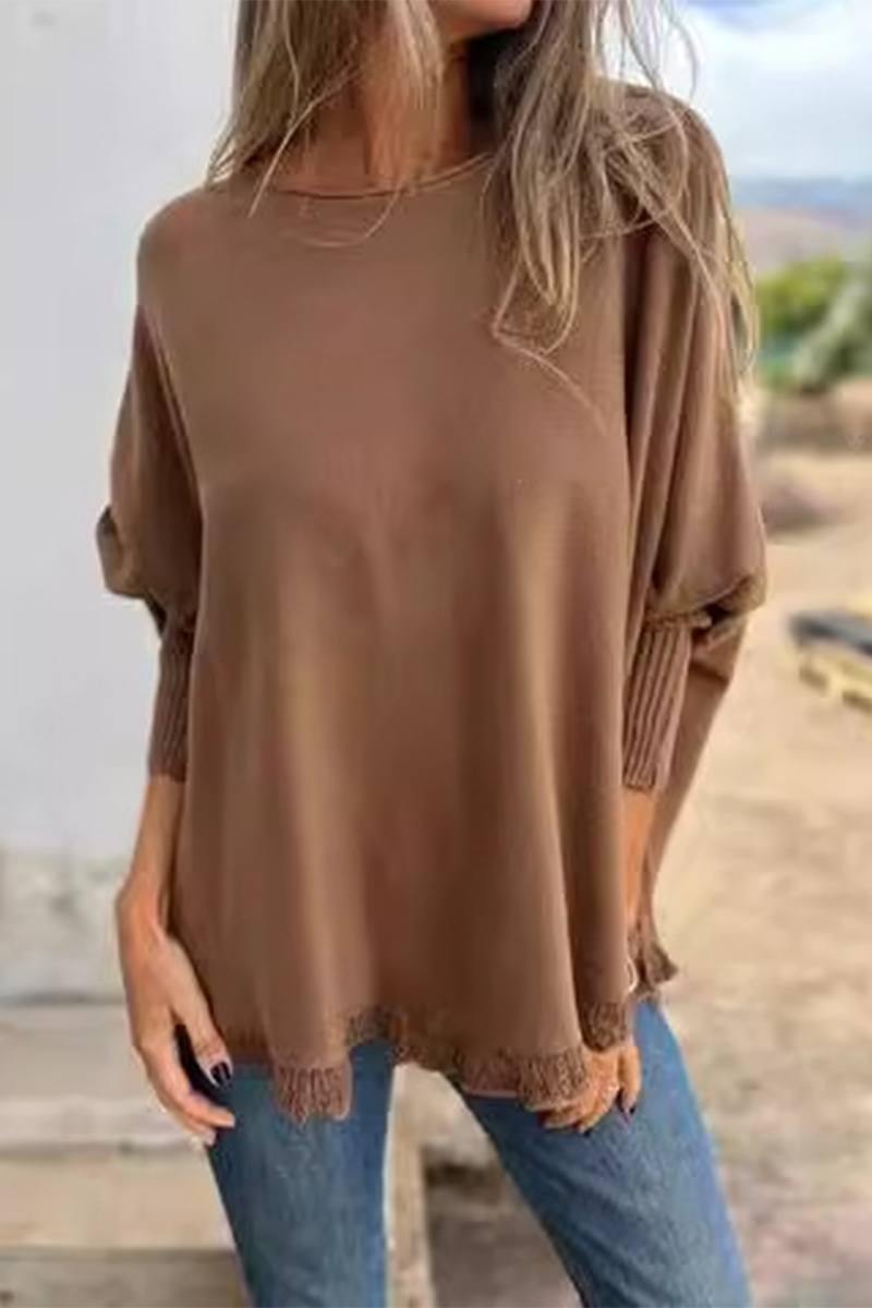 Florcoo Casual Selvedge O Neck Sweater in 8 Colors