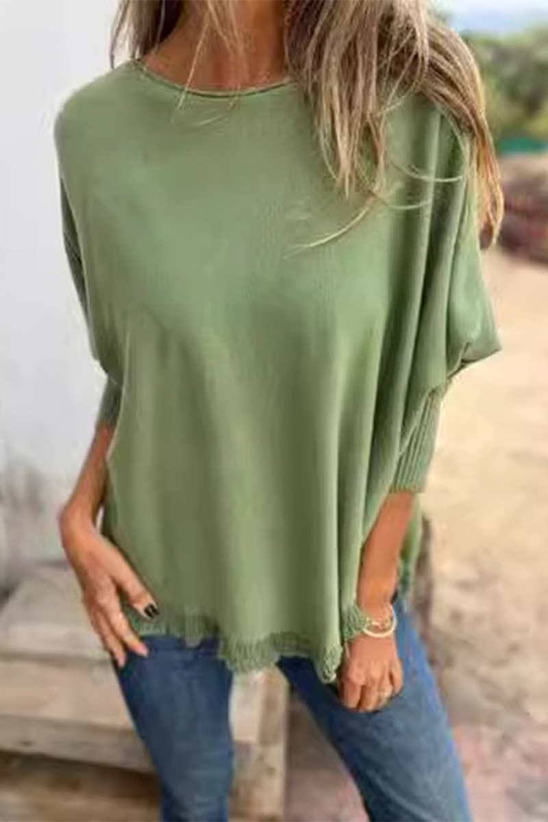 Florcoo Casual Selvedge O Neck Sweater in 8 Colors