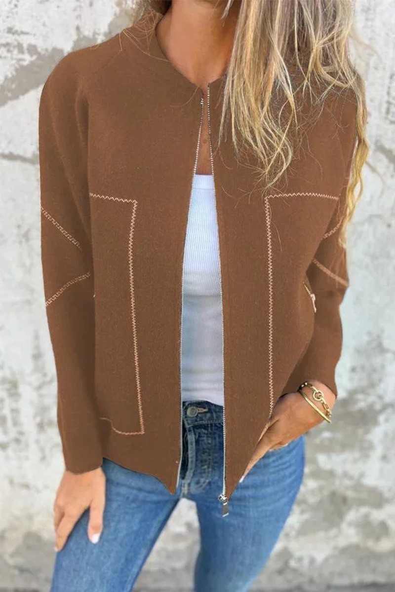 Bohonini Solid Color Zipper Pocket Blazer for Casual Style