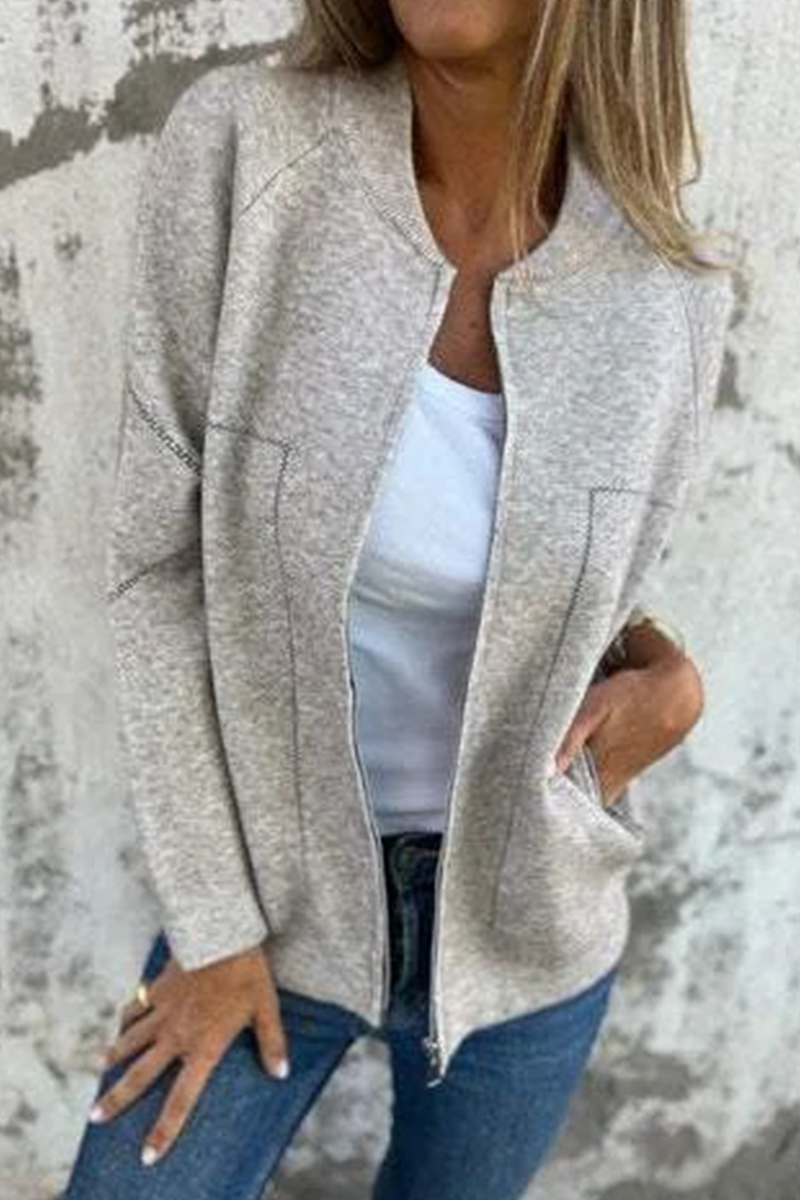 Bohonini Solid Color Zipper Pocket Blazer for Casual Style