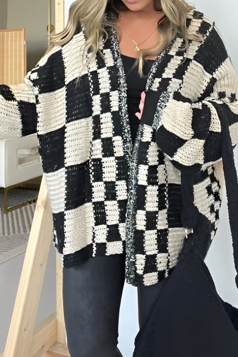 Bohonini Casual Plaid V Neck Knitted Jacket in 3 Colors