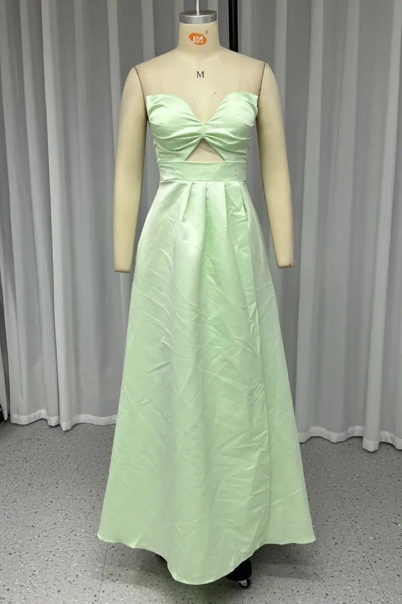 Sexy Prom Solid Color Slit Irregular Strapless Evening Dresses  Fashionpara