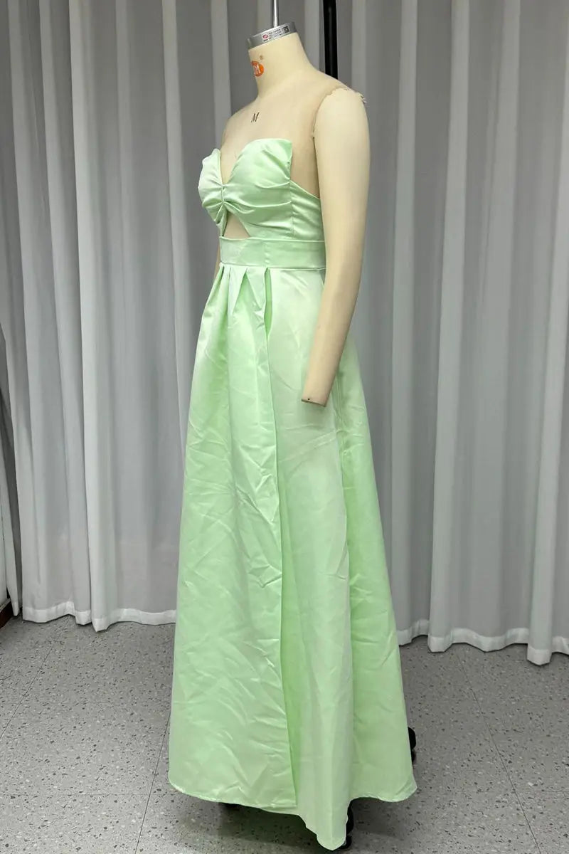 Sexy Prom Solid Color Slit Irregular Strapless Evening Dresses  Fashionpara
