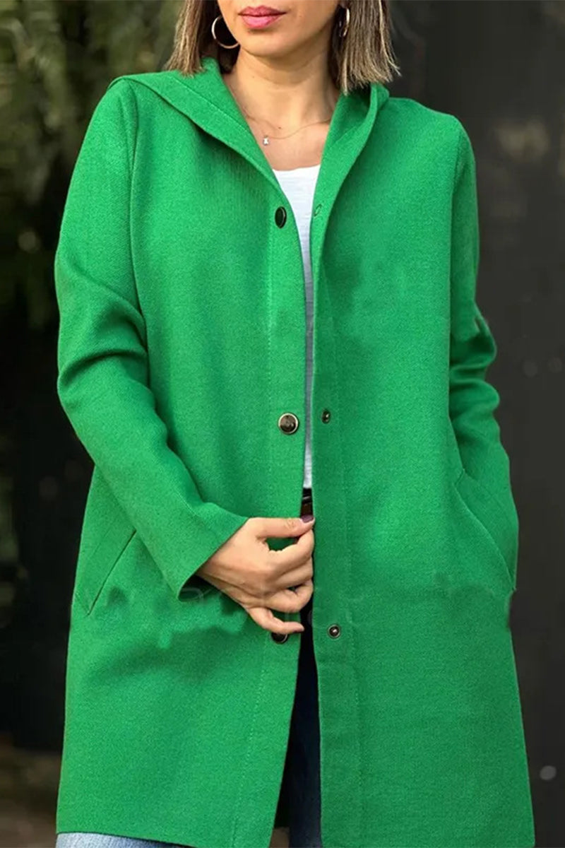 Hooded Casual Daily Outerwear with Pocket Buttons - 8 Colors