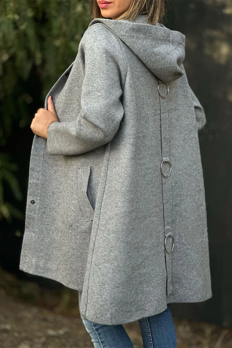 Hooded Casual Daily Outerwear with Pocket Buttons - 8 Colors