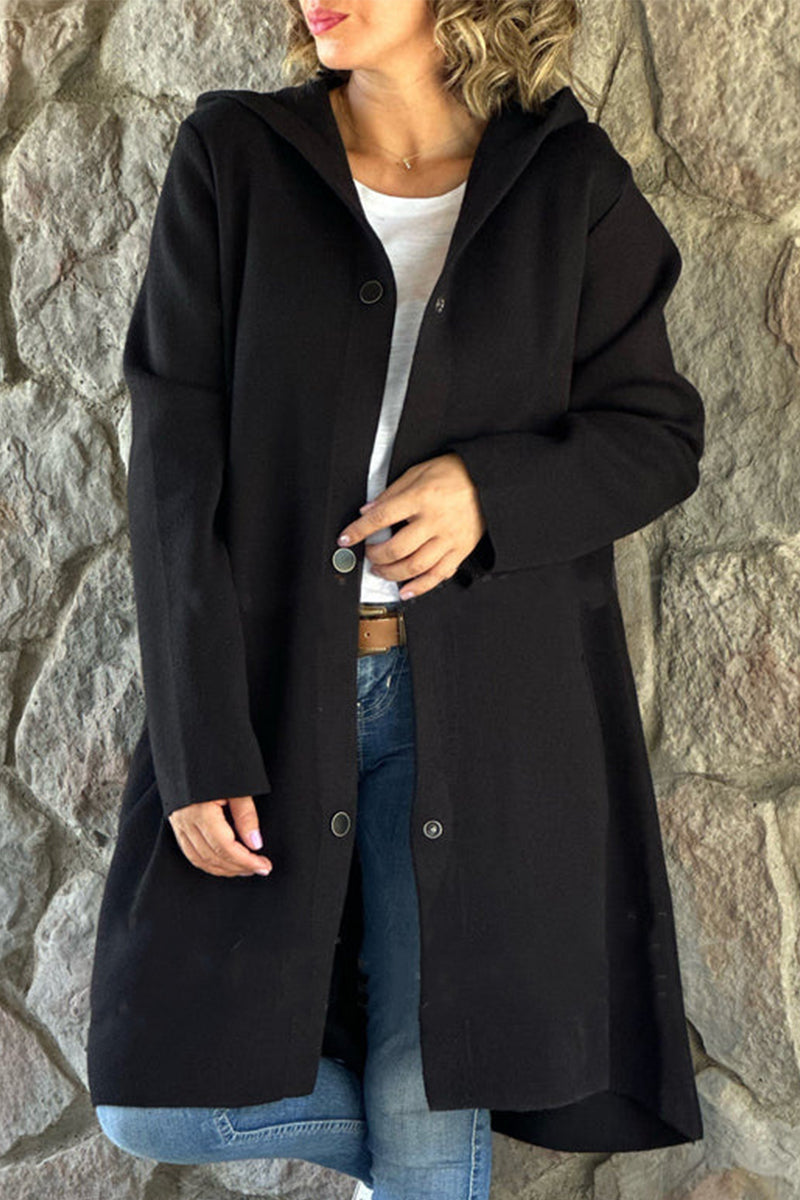 Hooded Casual Daily Outerwear with Pocket Buttons - 8 Colors