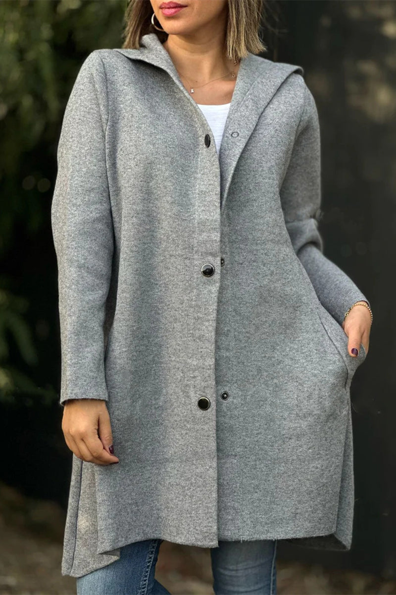 Hooded Casual Daily Outerwear with Pocket Buttons - 8 Colors