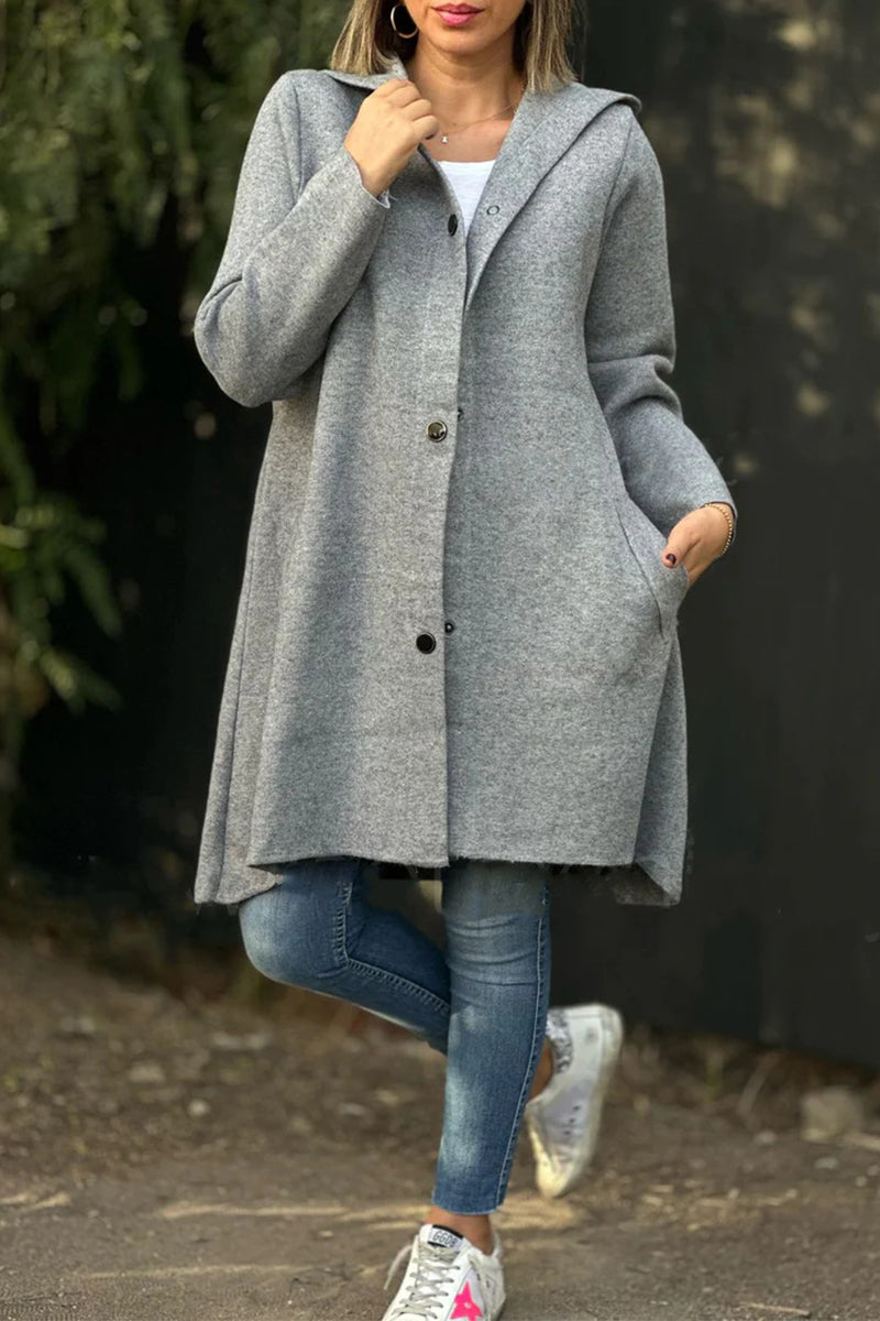Hooded Casual Daily Outerwear with Pocket Buttons - 8 Colors