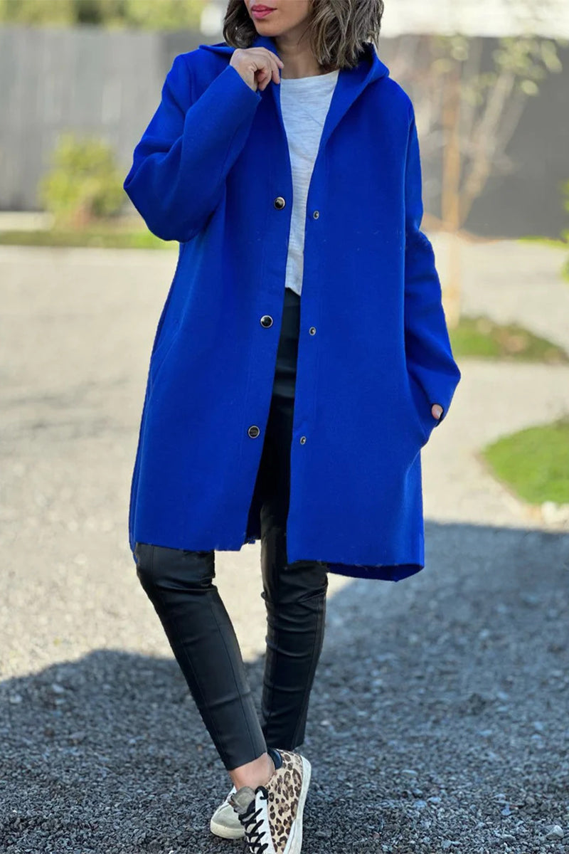 Hooded Casual Daily Outerwear with Pocket Buttons - 8 Colors
