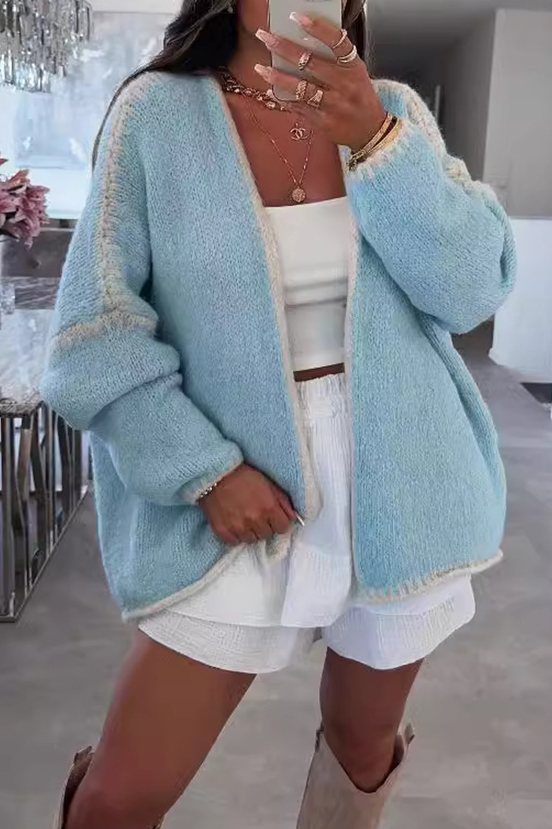 Bohonini Casual Knit Jacket with Color Contrast Design