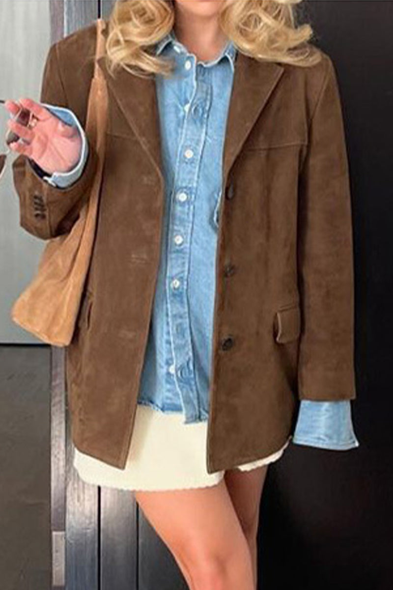 Bohonini Casual Button-Up Turndown Collar Outerwear Jacket