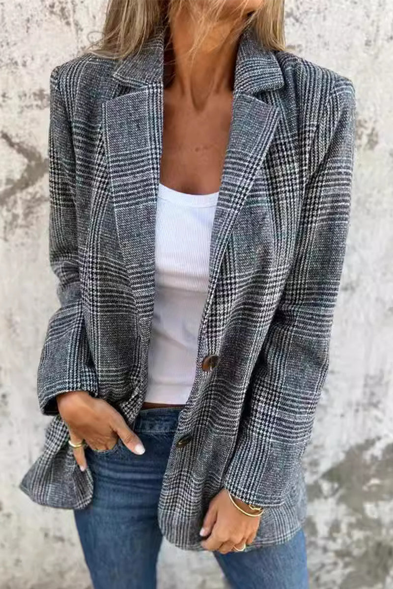 Bohonini Casual Plaid Contrast Collar Suit Jacket for Style