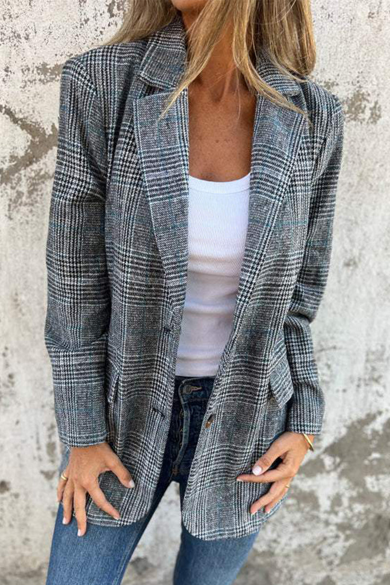 Bohonini Casual Plaid Contrast Collar Suit Jacket for Style